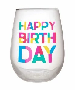 Wanderlust By Abby Happy Birthday Block Stemless Wine Glass