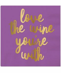 Wanderlust By Abby Foil Beverage Napkins - Love The Wine