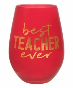 Wanderlust By Abby Jumbo Best Teacher Ever Wine Glass NEW