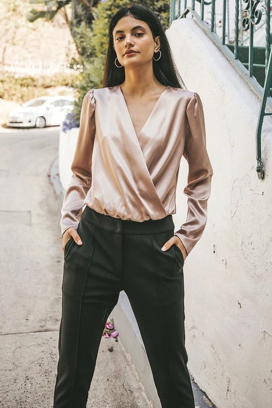 Wanderlust By Abby Chuki Long Sleeve Satin Bodysuit NEW 3 Wanderlust By Abby Chuki Long Sleeve Satin Bodysuit NEW