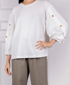 Wanderlust By Abby Textured Button Sleeve Top
