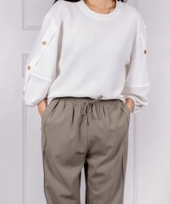 Wanderlust By Abby Textured Button Sleeve Top