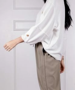 Wanderlust By Abby Textured Button Sleeve Top