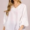 Wanderlust By Abby NEW V-Neck Top With Flounce Sleeves