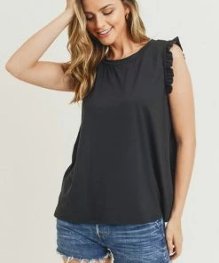 Wanderlust By Abby NEW Sleeveless Ruffle Top