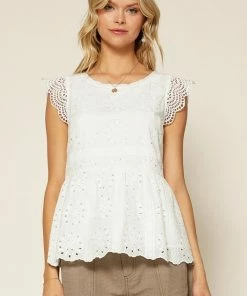 Wanderlust By Abby NEW Eyelet Lace Top