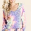 Wanderlust By Abby Blue Tie Dye French Terry Top NEW