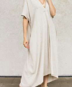 Wanderlust By Abby V Neck High Low Midi Dress