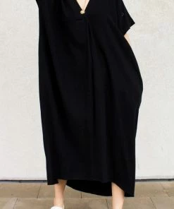 Wanderlust By Abby V Neck High Low Midi Dress