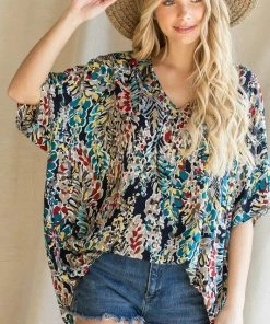 Wanderlust By Abby Oversized Floral V-Neck Top