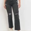 JBD Denim JBD Washed Black High Rise Destroyed Straight Jeans