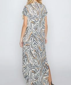 Wanderlust By Abby Zebra Print Maxi Dress NEW
