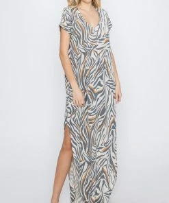 Wanderlust By Abby Zebra Print Maxi Dress NEW