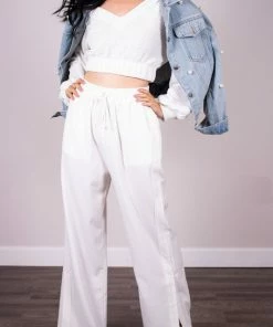 Wanderlust By Abby Wide Leg Drawstring Pants NEW