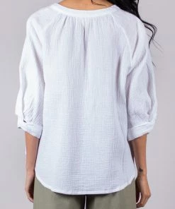 Wanderlust By Abby NEW Gauze V Neck 3/4 Sleeve Top