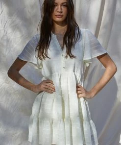 Wanderlust By Abby NEW Woven Crepe Ruffle Baby Doll Dress