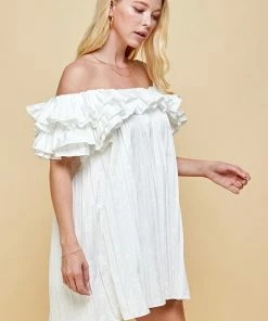 Wanderlust By Abby SALE Pleated Dress With Ruffle Details