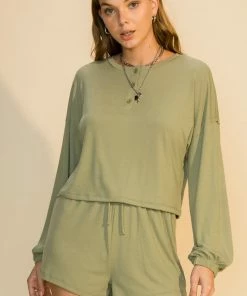 Wanderlust By Abby Long Sleeve Button Top And Short Set NEW