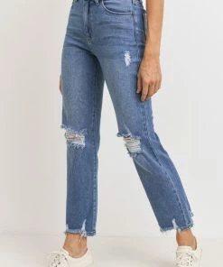 JBD Denim JBD High Rise Distressed Straight Jeans NEW