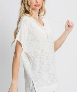 Wanderlust By Abby Plus Size Hooded Short Sleeve Top NEW