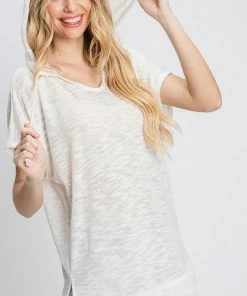 Wanderlust By Abby Hooded Short Sleeve Top NEW