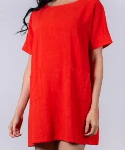 Before You Linen Dress With Front Pockets NEW