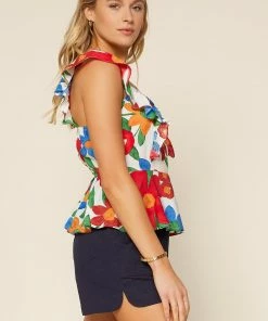 Wanderlust By Abby Ruffle Sleeve Floral Print Top CLOTHING