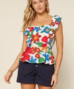 Wanderlust By Abby Ruffle Sleeve Floral Print Top CLOTHING