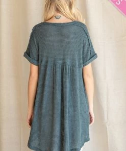 Wanderlust By Abby NEW Teal Blue Plus Size Solid Knit Hi-Low Top