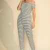 Wanderlust By Abby Striped Off Shoulder Jumpsuit NEW