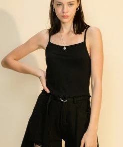 Wanderlust By Abby NEW Lettuce Hem Crop Cami Top