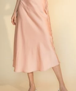 Wanderlust By Abby NEW Satin Midi Skirt With Self Tie