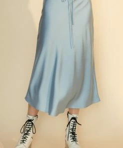 Wanderlust By Abby NEW Satin Midi Skirt With Self Tie