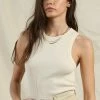 Wanderlust By Abby Cream Knit Cotton Sleeveless Top