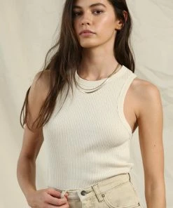 Wanderlust By Abby Cream Knit Cotton Sleeveless Top