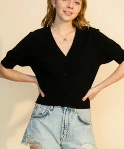 Wanderlust By Abby Button Down Puff Sleeve Cardigan NEW