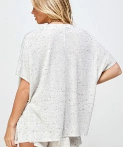 Wanderlust By Abby Speckled Knit V Neck NEW