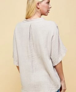 Wanderlust By Abby NEW Light Tan Short Sleeve Top