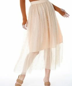 Wanderlust By Abby Maxi Length Tulle Skirt With Pearls NEW
