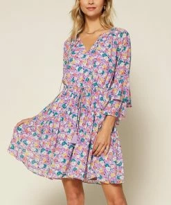 Wanderlust By Abby Ruffle Sleeve Mini Dresss NEW