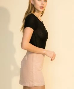 Wanderlust By Abby Short Sleeve Button Down Body Suit NEW