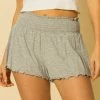 Wanderlust By Abby NEW Ribbed Smocked Lettuce Hem Short