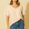 Wanderlust By Abby NEW V Neck Short Sleeve Blouse