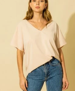 Wanderlust By Abby NEW V Neck Short Sleeve Blouse