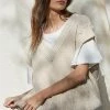Wanderlust By Abby NEW Beige Knit Sweater Sleeveless V-Neck Tunic Vest