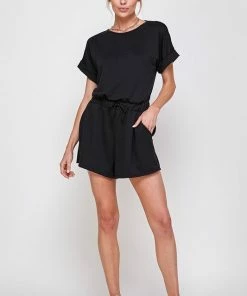 Wanderlust By Abby Solid Romper With Pockets
