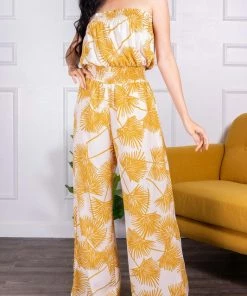 Wanderlust By Abby Tropical Print Strapless Jumpsuit NEW