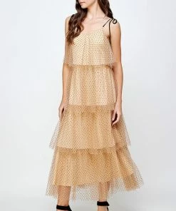 Wanderlust By Abby Dotted Mesh Layer Sleeveless Dress