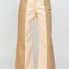 Wanderlust By Abby NEW Sand And Taupe Color Block Top Stitch Detail Pants