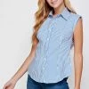 Wanderlust By Abby Stripe Shoulder Pad Shirts